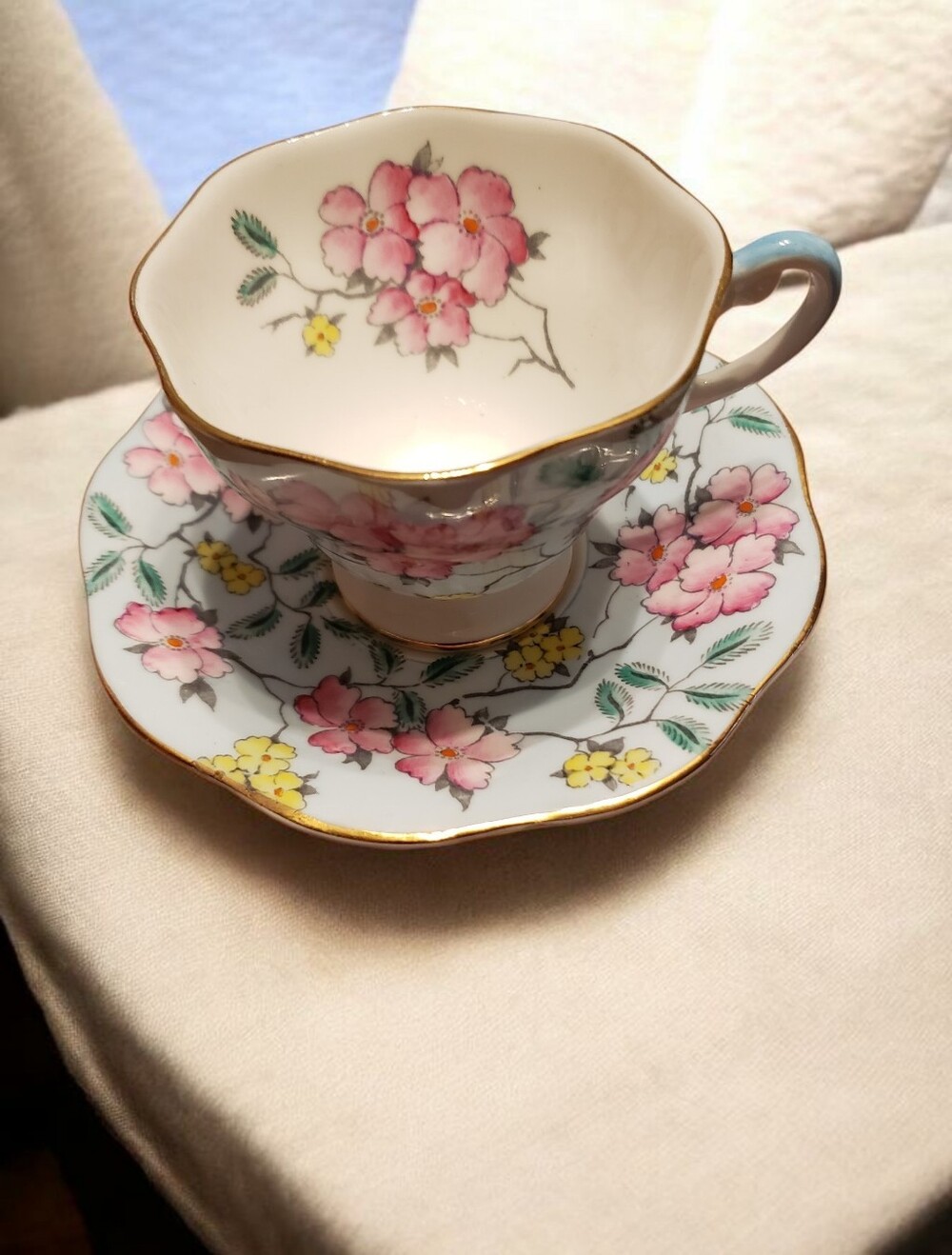 1950s Foley English Bone China Cherry Blossom Teacup Springdale